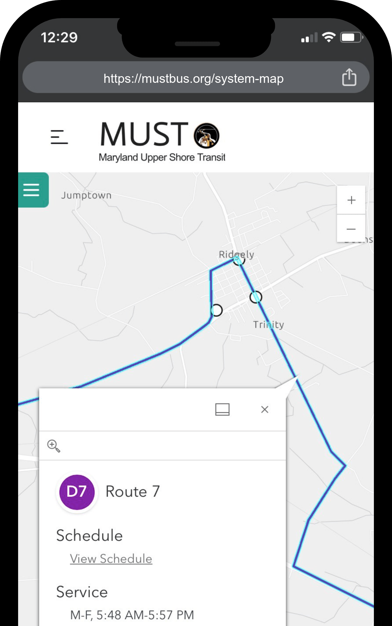 Sample of system map on mobile